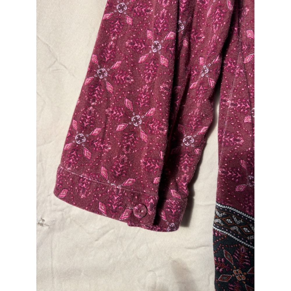 Daniel Rainn Women's XL Burgundy Floral Pintuck Pleat Split Neck Blouse - Picture 12 of 13
